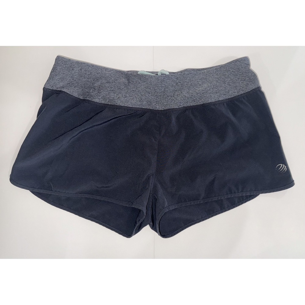 MPG Women's Sports Running Shorts wBuilt In Liner Black Gray Mint-Green M Medium